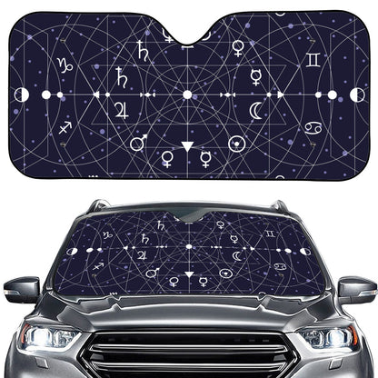 Geometric Moon Phase Print Car Windshield Sun Shade