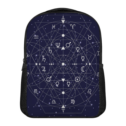 Geometric Moon Phase Print Casual Backpack