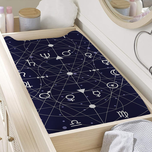 Geometric Moon Phase Print Changing Pad Cover