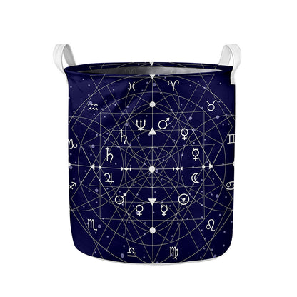 Geometric Moon Phase Print Collapsible Laundry Basket