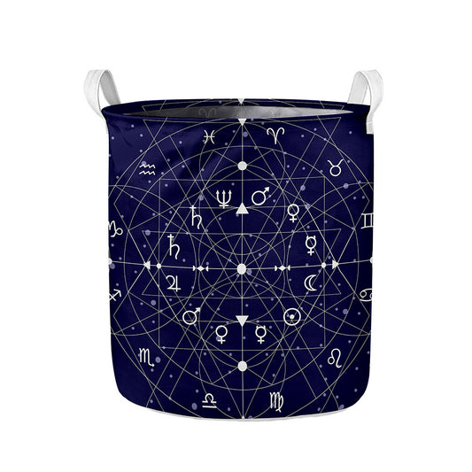 Geometric Moon Phase Print Collapsible Laundry Basket