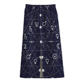 Geometric Moon Phase Print Cotton Front Slit Maxi Skirt
