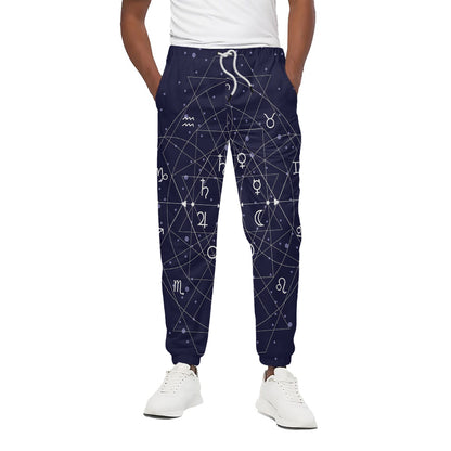 Geometric Moon Phase Print Cotton Pants