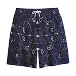 Geometric Moon Phase Print Cotton Shorts