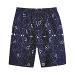 Geometric Moon Phase Print Cotton Shorts