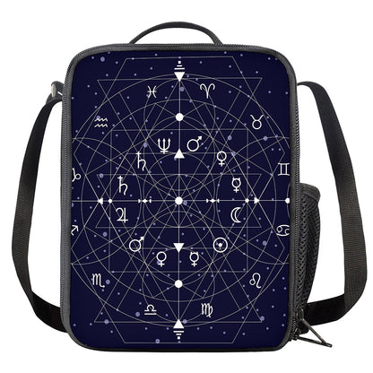 Geometric Moon Phase Print Crossbody Lunch Bag