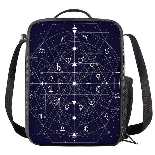 Geometric Moon Phase Print Crossbody Lunch Bag