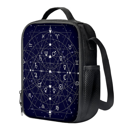 Geometric Moon Phase Print Crossbody Lunch Bag