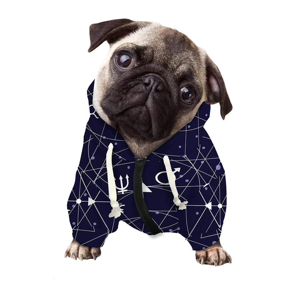 Geometric Moon Phase Print Dog Zip Up Hoodie