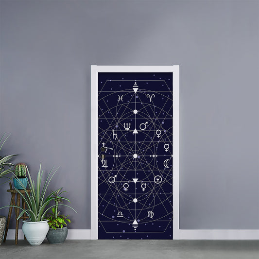 Geometric Moon Phase Print Door Sticker
