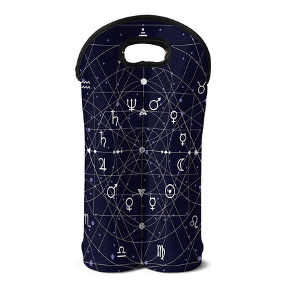 Geometric Moon Phase Print Double Neoprene Wine Tote