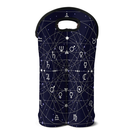Geometric Moon Phase Print Double Neoprene Wine Tote