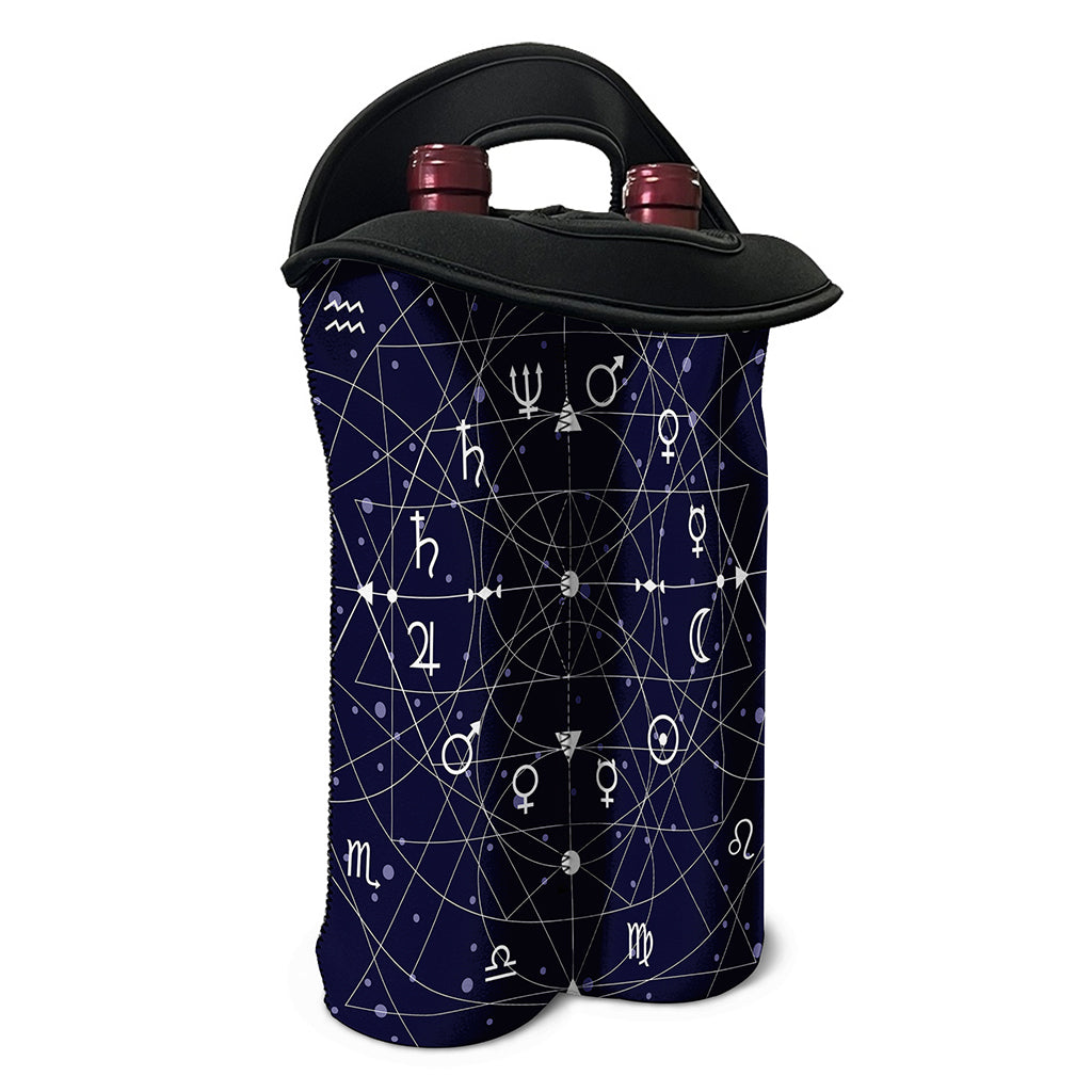 Geometric Moon Phase Print Double Neoprene Wine Tote