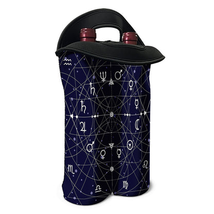 Geometric Moon Phase Print Double Neoprene Wine Tote