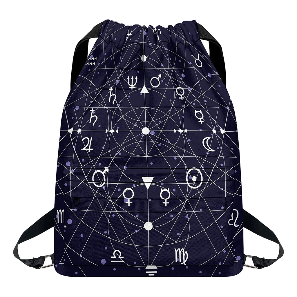Geometric Moon Phase Print Drawstring Backpack