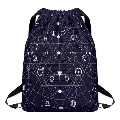 Geometric Moon Phase Print Drawstring Backpack