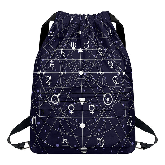 Geometric Moon Phase Print Drawstring Backpack