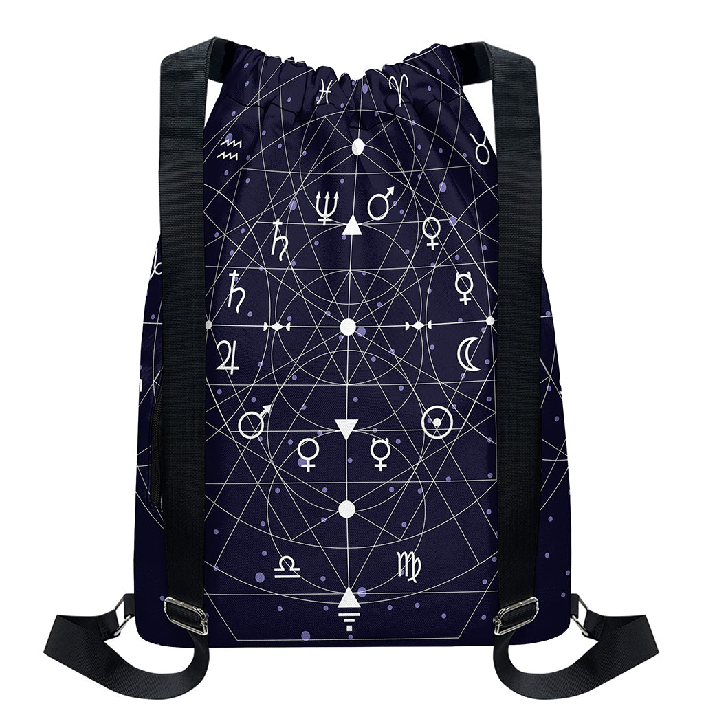 Geometric Moon Phase Print Drawstring Backpack