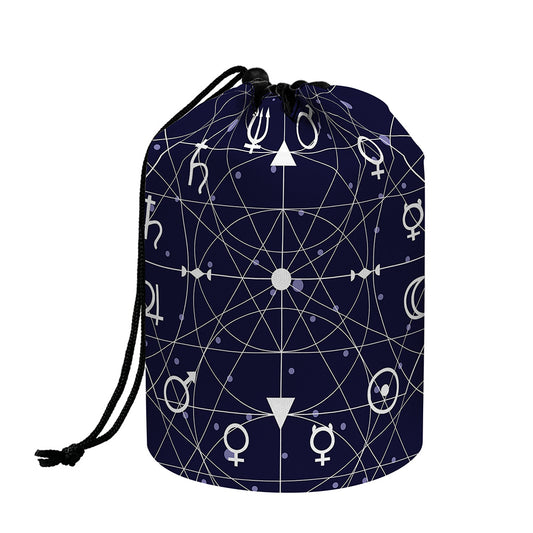 Geometric Moon Phase Print Drawstring Makeup Bag