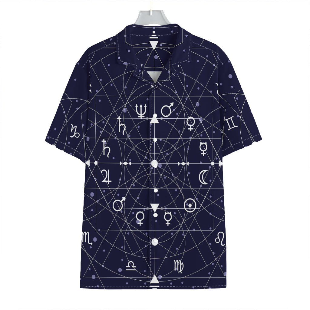 Geometric Moon Phase Print Hawaiian Shirt