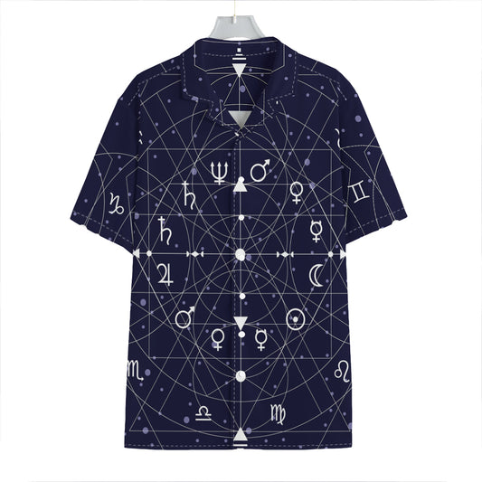 Geometric Moon Phase Print Hawaiian Shirt