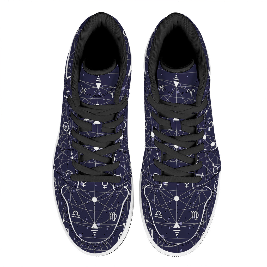 Geometric Moon Phase Print High Top Leather Sneakers