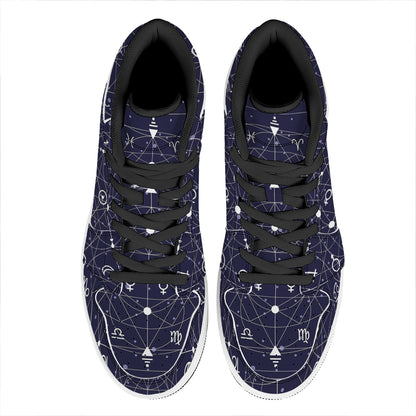 Geometric Moon Phase Print High Top Leather Sneakers