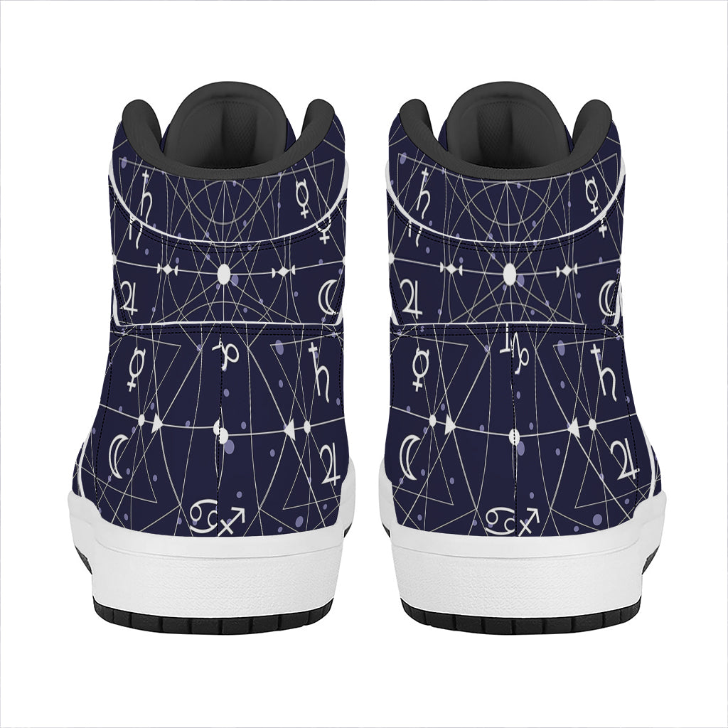 Geometric Moon Phase Print High Top Leather Sneakers