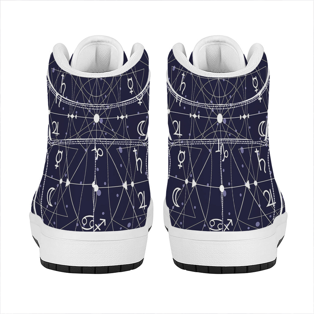 Geometric Moon Phase Print High Top Leather Sneakers