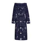 Geometric Moon Phase Print Hooded Bathrobe