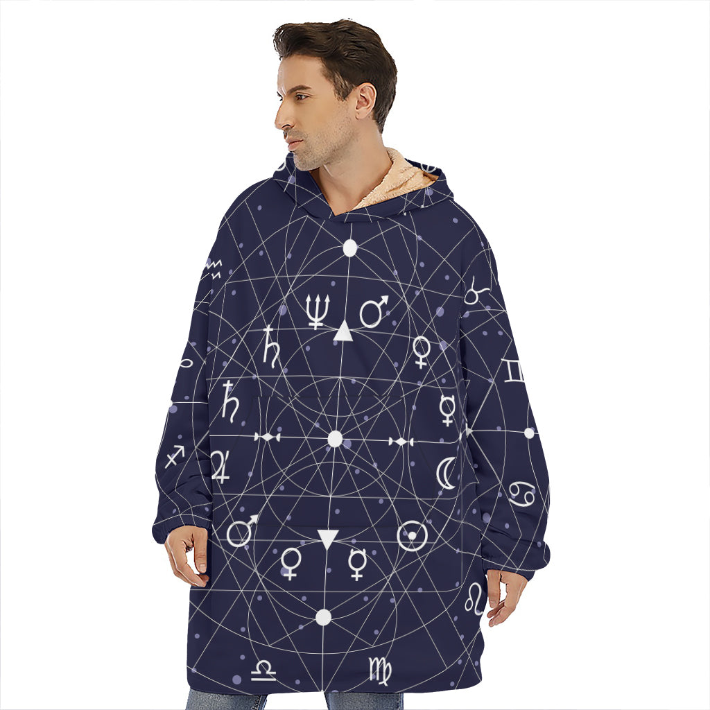 Geometric Moon Phase Print Hoodie Blanket
