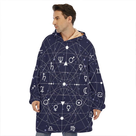 Geometric Moon Phase Print Hoodie Blanket
