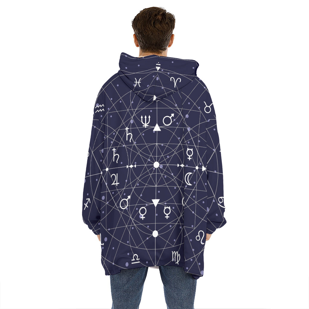Geometric Moon Phase Print Hoodie Blanket