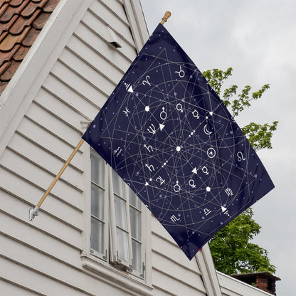 Geometric Moon Phase Print House Flag