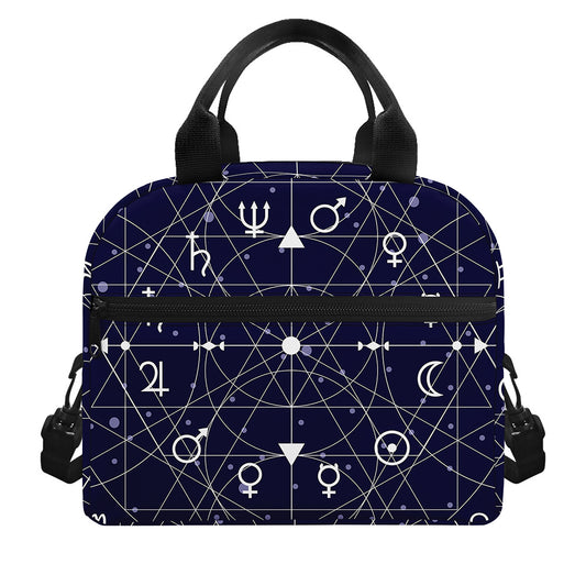 Geometric Moon Phase Print Insulated Lunch Bag