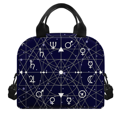 Geometric Moon Phase Print Insulated Lunch Bag
