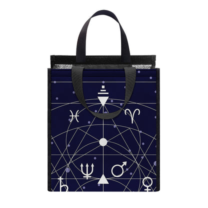 Geometric Moon Phase Print Insulated Lunch Tote