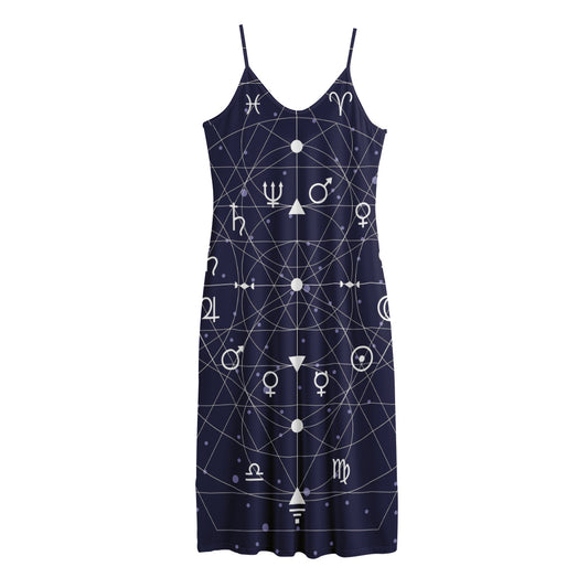 Geometric Moon Phase Print Jersey Midi Cami Dress