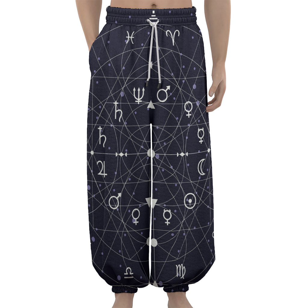 Geometric Moon Phase Print Lantern Pants
