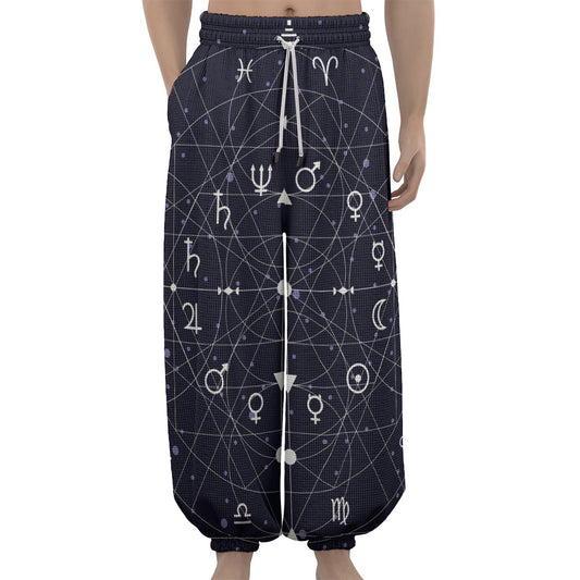 Geometric Moon Phase Print Lantern Pants