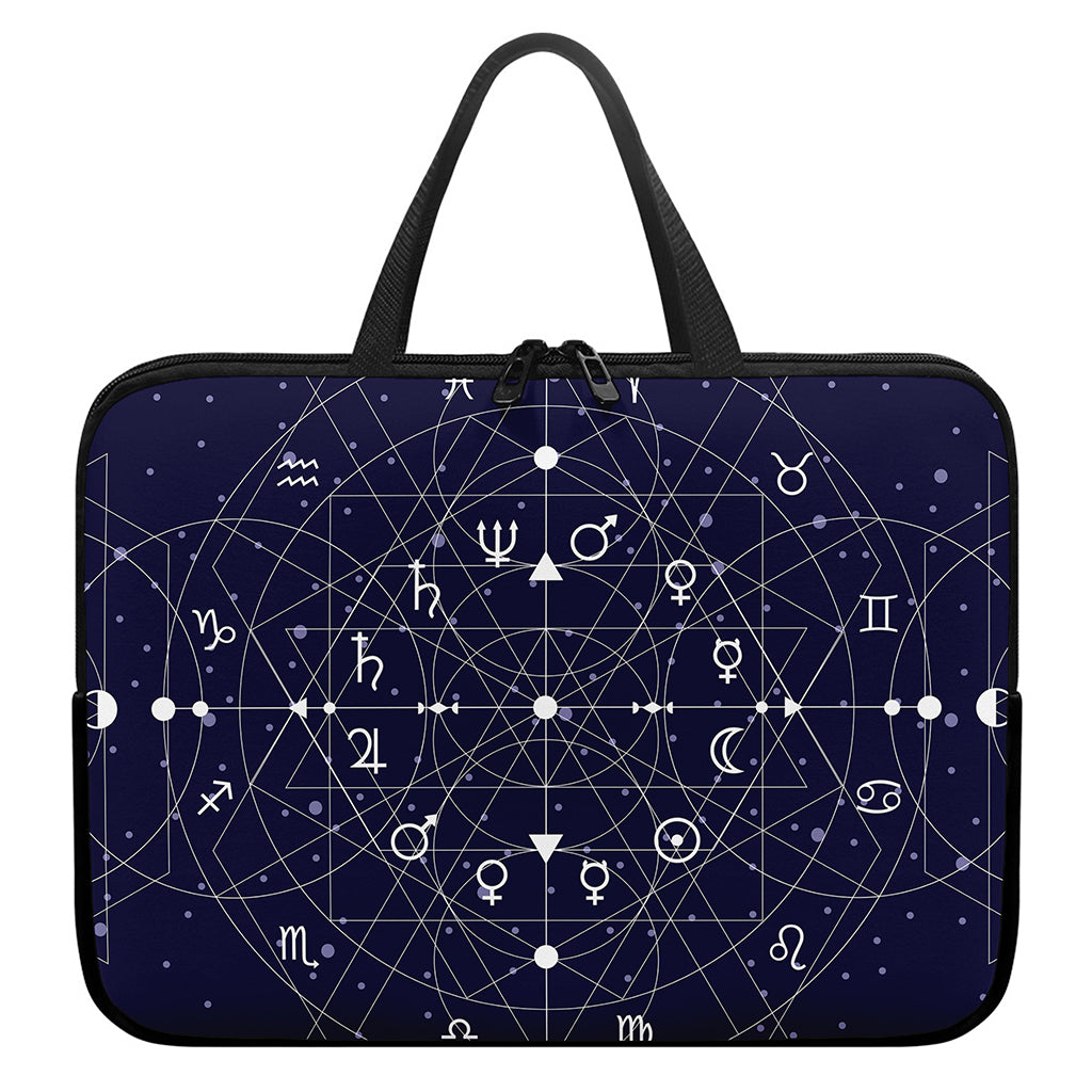 Geometric Moon Phase Print Laptop Sleeve With Handle