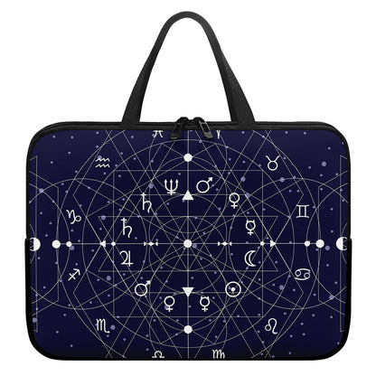 Geometric Moon Phase Print Laptop Sleeve With Handle