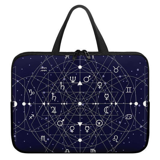 Geometric Moon Phase Print Laptop Sleeve With Handle