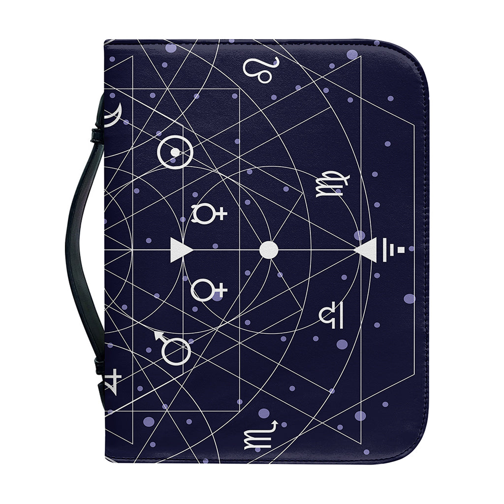 Geometric Moon Phase Print Leather Bible Cover