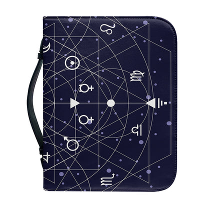 Geometric Moon Phase Print Leather Bible Cover