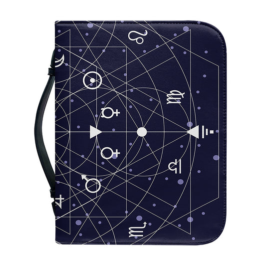 Geometric Moon Phase Print Leather Bible Cover