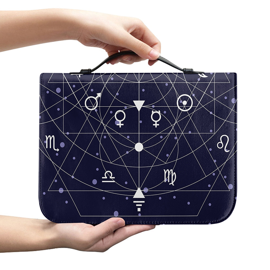 Geometric Moon Phase Print Leather Bible Cover