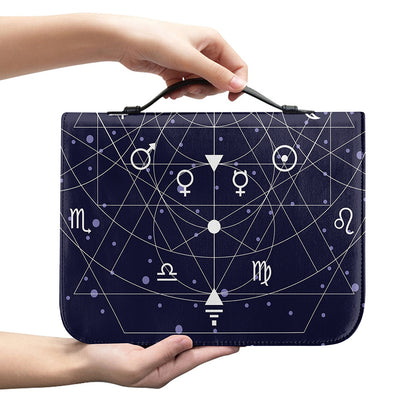 Geometric Moon Phase Print Leather Bible Cover
