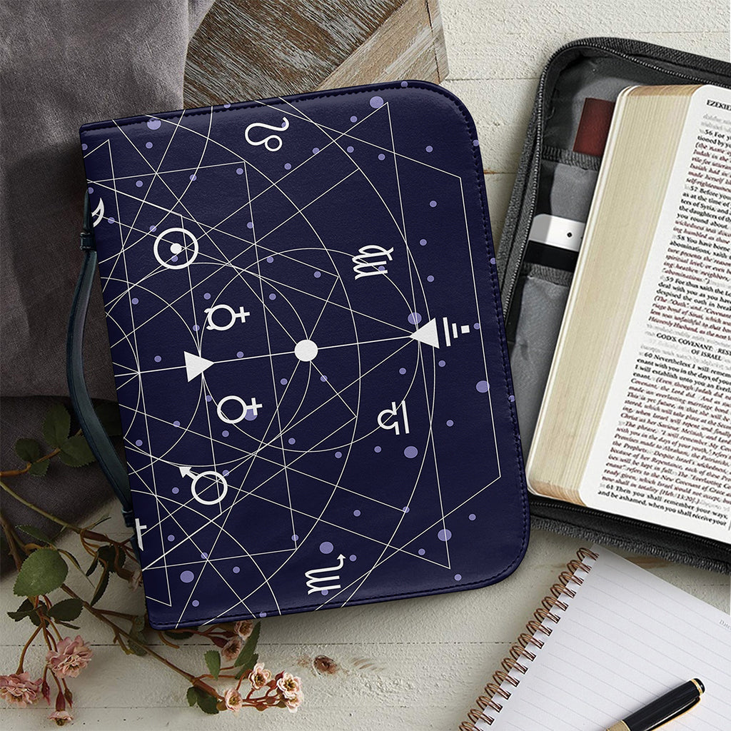 Geometric Moon Phase Print Leather Bible Cover