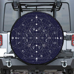 Geometric Moon Phase Print Leather Spare Tire Cover